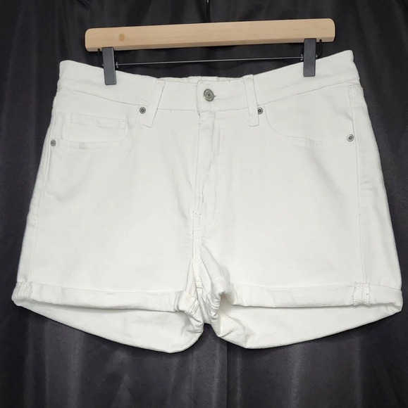 Old Navy Women's O.G Straight Short Size 12 White High Rise Calla Lily Casual - Picture 1 of 7
